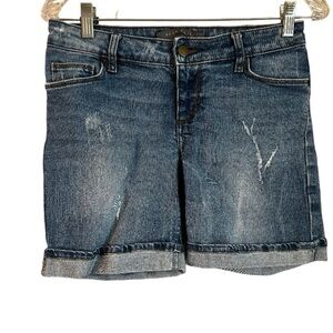 Zara Distressed Cuffed Long Line Denim‎ Shorts